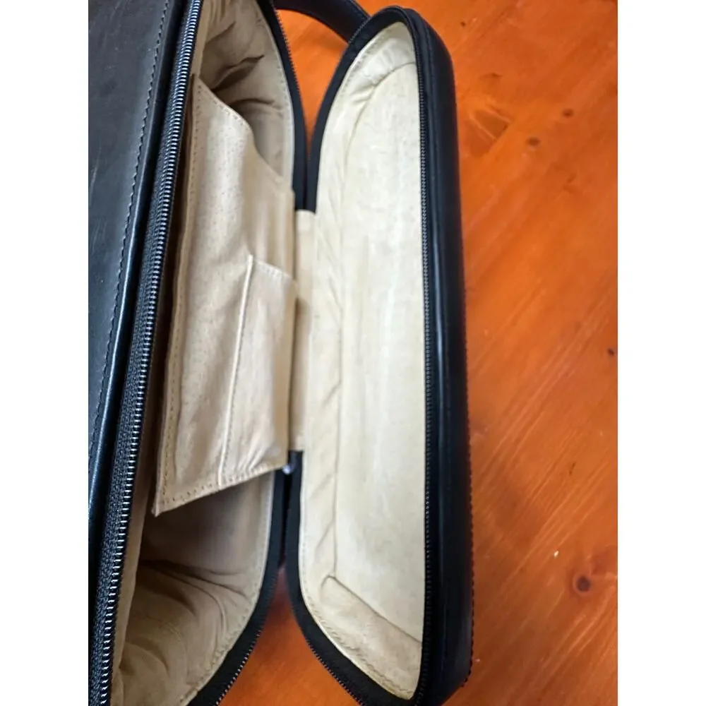 Leeman Black Leather Padded Wine Carrying Case
